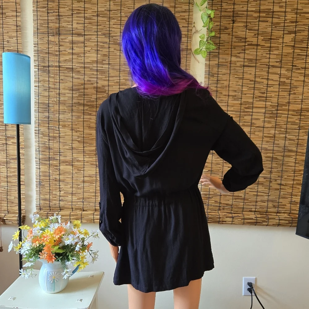 Love Tree Retro Goth Zip Up Hooded Tab Sleeve Dress Or Jacket